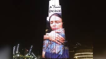 Burj Khalifa lit up with photo of Jacinda Ardern hugging woman after Christchurch shootings as Dubai thanks New Zealand PM's for empathy after
