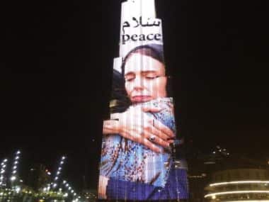 Burj Khalifa lit up with photo of Jacinda Ardern hugging woman after Christchurch shootings as Dubai thanks New Zealand PM's for empathy after