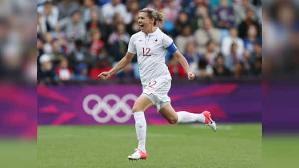 Canadian striker Christine Sinclair moves within five goals of Abby Wambach's international record with late penalty in Algarve Cup