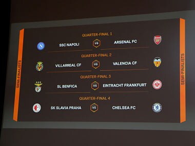 Europa League: Arsenal to take on Napoli in pick of quarter-final matches; Chelsea face Slavia Prague