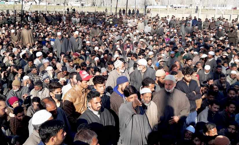 Villagers gather for the funeral of Atif Mir, a 12-year-old who was killed by LeT militants on Thursday. Sameer Yasir