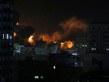 Israel strikes Gaza after rare Palestinian rocket attack near Tel Aviv; Hamas' interior security office hit in bombing Israel strikes Gaza after rare Palestinian rocket attack near Tel Aviv; Hamas' interior security office hit in bombing