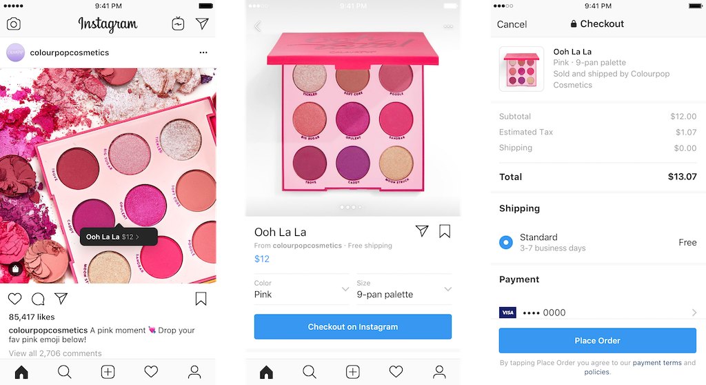 Instagram's new Checkout feature lets you shop without leaving the app. Image: Instagram 