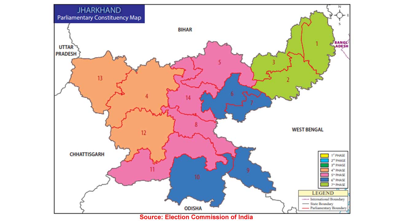 Lok Sabha Election 2019 Jharkhand Profile Palamu Khunti Among Key   JharkhandLSMap1280ECI 