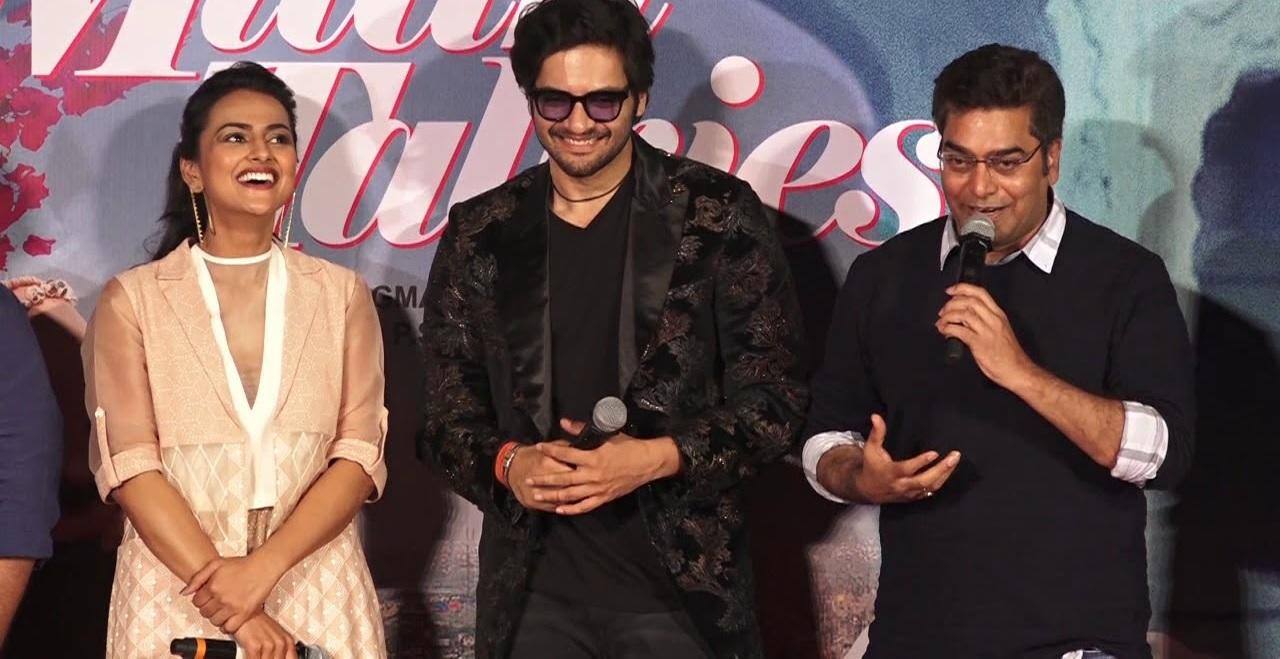 (From L-R) Shraddha Srinath, Ali Fazal and Ashutosh Rana at the trailer launch of Milan Talkies. Image via Twitter