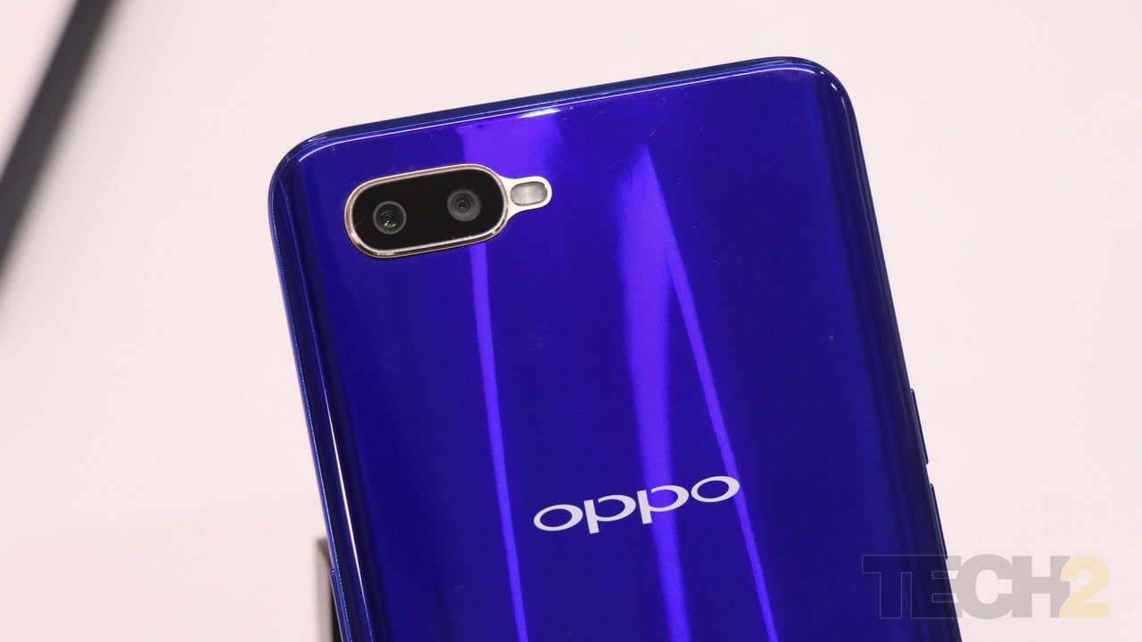 The Oppo K1 features a 16 MP + 2 MP lens setup on the back. Image: tech2/ Omkar Patne 