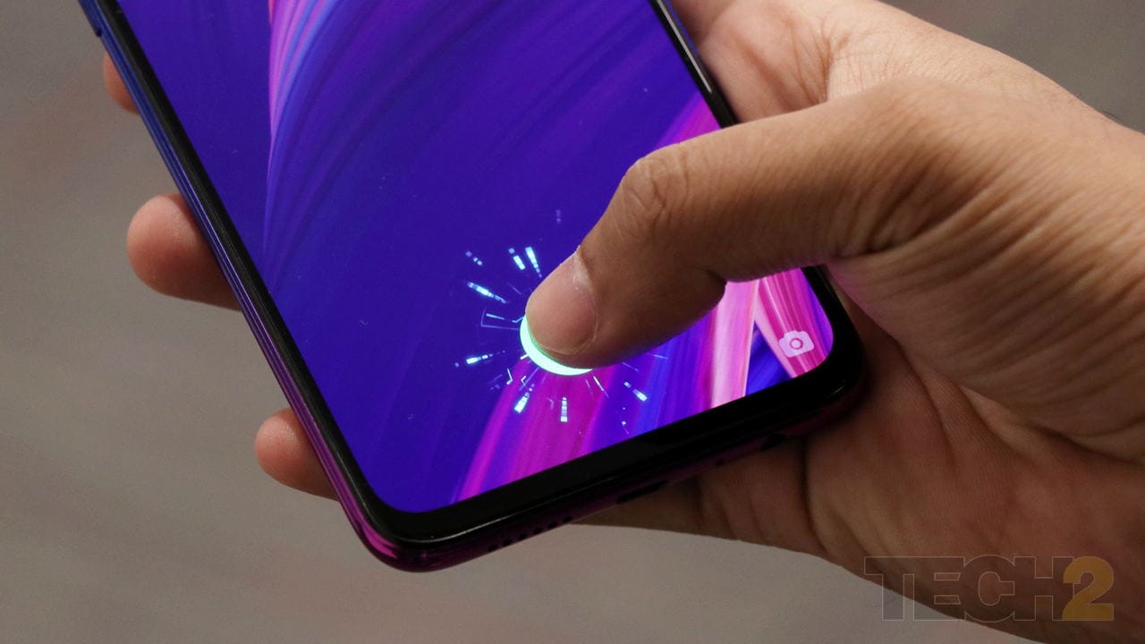 The fingerprint scanner on the Oppo K1 is fairly fast and works well. Image: tech2/ Omkar Patne