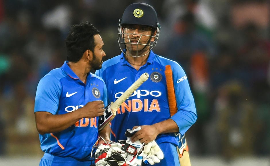 MS Dhoni (R) and Kedar Jadhav (L) scored fifties and formed a 141-run stand for the fifth wicket to take the hosts to a six-wicket victory in the first ODI. The pair came get together to save India at a crucial stage of the game when they had lost four wickets under 100 runs. MS Dhoni (R) and Kedar Jadhav (L) scored fifties and formed a 141-run stand for the fifth wicket to take the hosts to a six-wicket victory in the first ODI. The pair came get together to save India at a crucial stage of the game when they had lost four wickets under 100 runs.