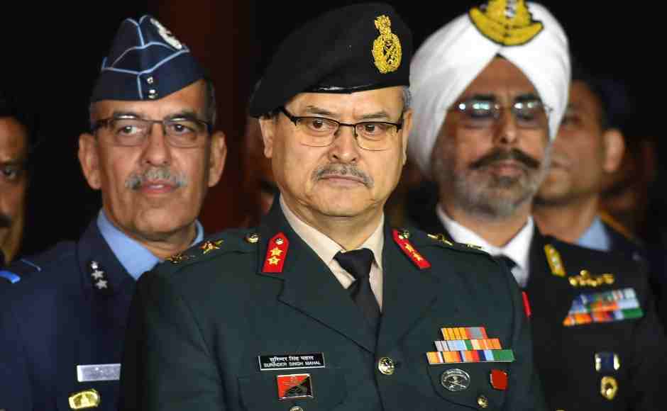 (L to R) Air Vice Marshal RGK Kapoor, Major General Surinder Singh Mahal and Rear Admiral Dalbir Singh Gujral at a military press conference at South Block in New Delhi on Thursday. PTI (L to R) Air Vice Marshal RGK Kapoor, Major General Surinder Singh Mahal and Rear Admiral Dalbir Singh Gujral at a military press conference at South Block in New Delhi on Thursday. PTI