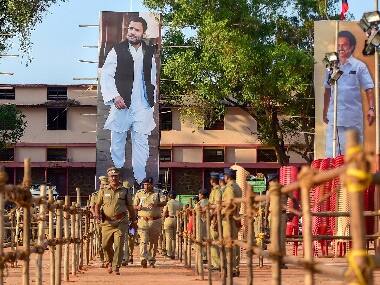 Hoardings of Rahul Gandhi are seen in Nagercoil. PTI