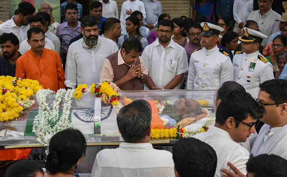Union transport minister Nitin Gadkari also paid homage to Parrikar. PTI Union transport minister Nitin Gadkari also paid homage to Parrikar. PTI