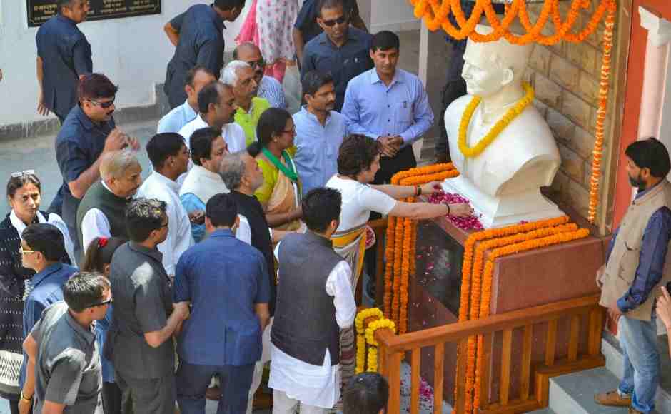 The Congress general secretary pays tribute to Lal Bahadur Shastri at his memorial in Varanasi's Ramnagar. PTI The Congress general secretary pays tribute to Lal Bahadur Shastri at his memorial in Varanasi's Ramnagar. PTI