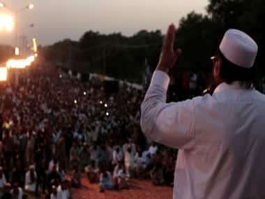 File image of Hafiz Saeed addressing a crowd in Lahore in 2016. Reuters