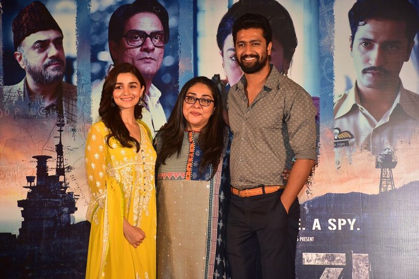 Alia Bhatt, Meghna Gulzar and Vicky Kaushal during Raazi promotions. Image via Facebook