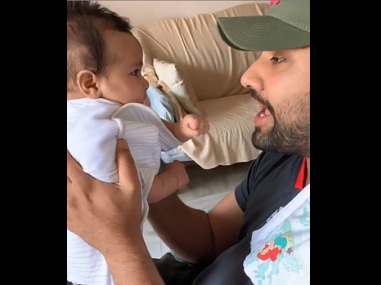 Watch: Ahead of IPL 2019, Mumbai Indians captain Rohit Sharma sings Gully Boy rap to his three-month old daughter Watch: Ahead of IPL 2019, Mumbai Indians captain Rohit Sharma sings Gully Boy rap to his three-month old daughter