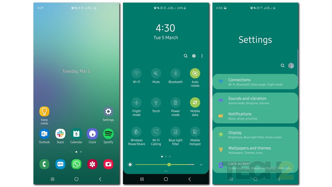 One of Samsung's own One UI theme with Night Mode switched off. Image: Tech2