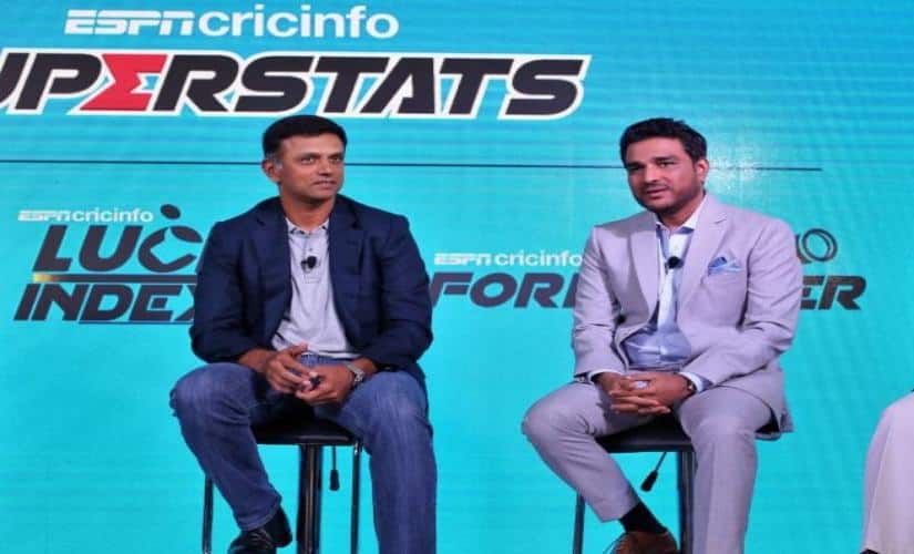 Rahul Dravid and Sanjay Manjrekar at an event in Mumbai. 