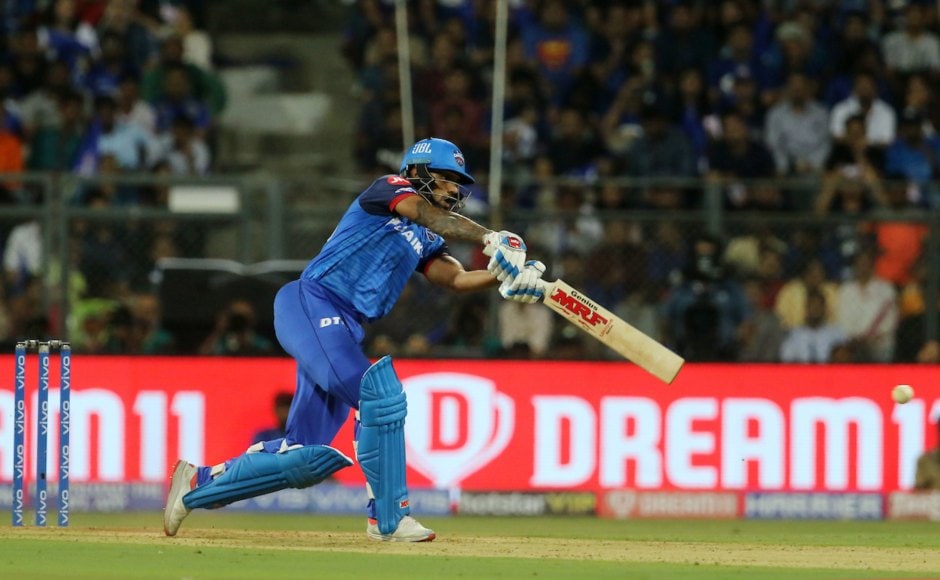 Shikhar Dhawan scored 43 off 36 on his return for Delhi as the national capital franchise made a good start against Mumbai Indians despite DC losing two wickets early on. Sportzpics 