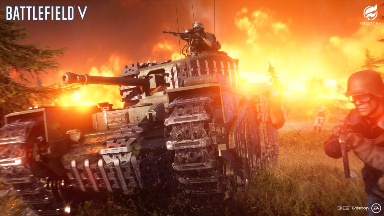 Armoured tanks in Battlefield V: Firestorm.
