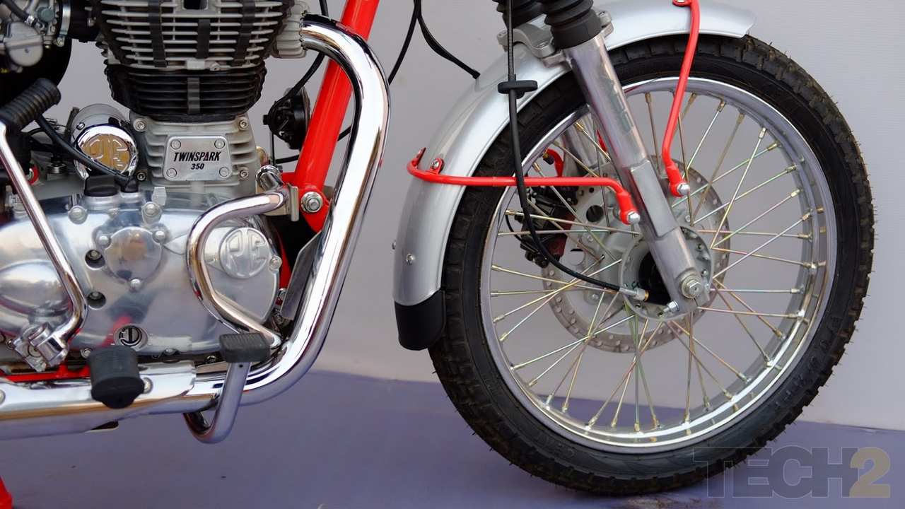 The Royal Enfield Bullet Trials 350 features the same old 346cc single-cylinder engine that churns out 20 PS and 28 Nm of torque. Image: Tech2/ Ankit Vengurlekar. The Royal Enfield Bullet Trials 350 features the same old 346cc single-cylinder engine that churns out 20 PS and 28 Nm of torque. Image: Tech2/ Ankit Vengurlekar.