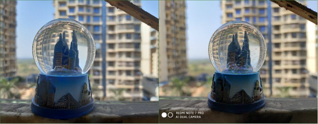 Although the cameras on the Galaxy A30 produce vivid colours it tends to soften the image. Galaxy A30 (L), Redmi Note 7 Pro (R)