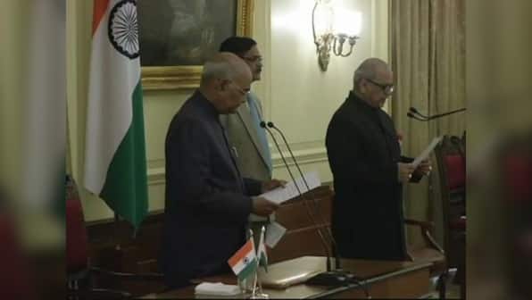 India’s first Lokpal: Ram Nath Kovind administers oath of office to Justice Pinaki Chandra Ghose at Rashtrapati Bhavan