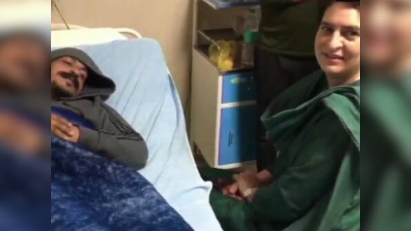 Priyanka Gandhi meets Bhim Army chief Chandrashekhar Azad at hospital, day after his detention over MCC violation