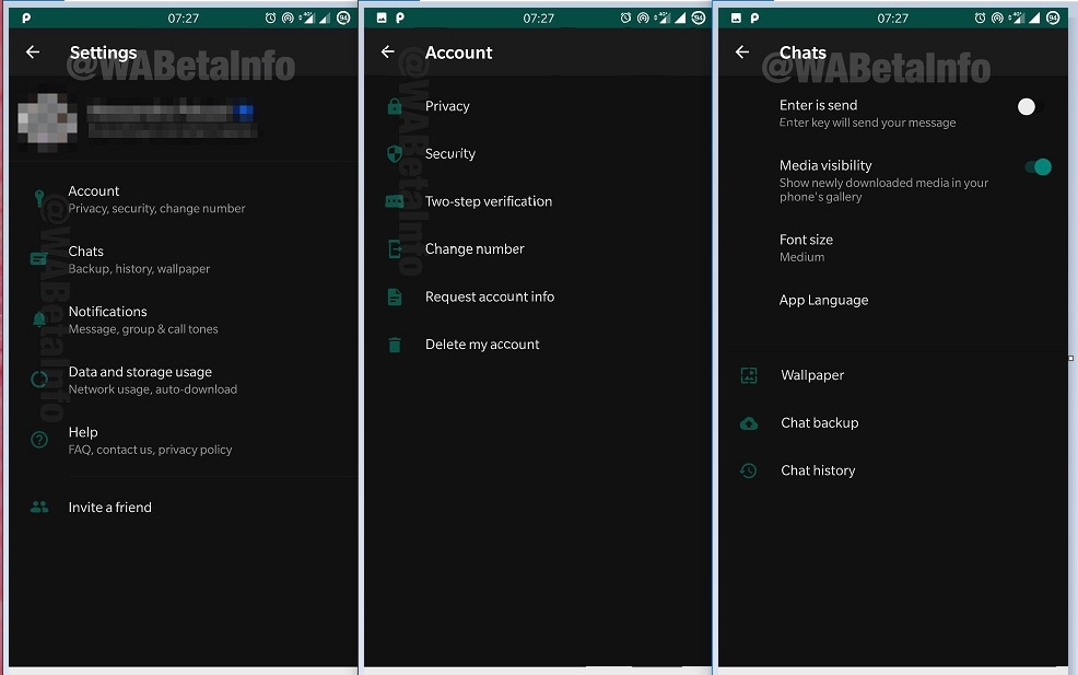 WhatsApp dark mode spotted in Android beta. Image: WABetaInfo