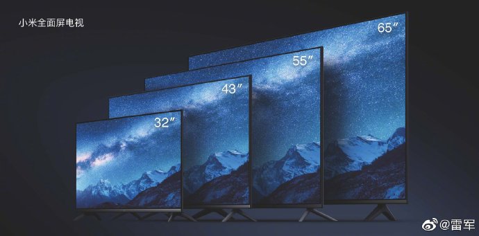 The new TVs have been launched in 32-inch, 43-inch, 55-inch and 65-inch options. Image: Weibo