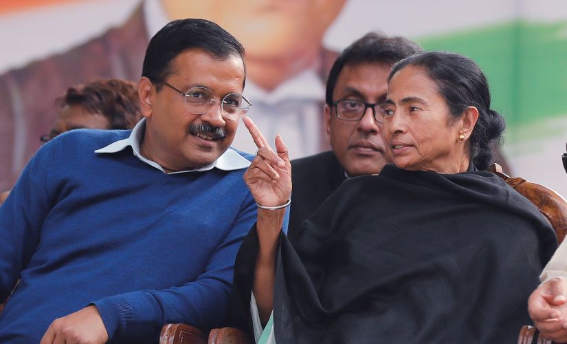 West Bengal chief minister Mamata Banerjee with her Delhi counterpart Arvind Kejriwal. Reuters