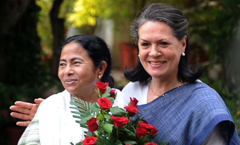 A 2011 image of Mamata with UPA chairperson Sonia Gandhi. AFP