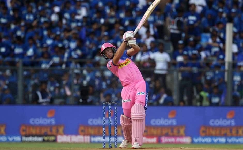 Jos Buttler of Rajasthan Royals plays a shot during match 27 of the Vivo Indian Premier League Season 12, 2019 between the Mumbai Indians and the Rajasthan Royals held at the Wankhede Stadium in Mumbai on the 13th April 2019 Photo by: Vipin Pawar /SPORTZPICS for BCCI