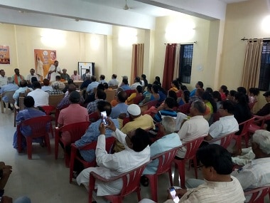 BJP and RSS holding 'Chai pe charcha' meeting with various groups in Bilaspur. Firstpost/Debobrat Ghose
