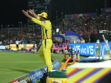 MS Dhoni (c) of Chennai Super Kings play a shot during match 25 of the Vivo Indian Premier League Season 12, 2019 between the Rajasthan Royals and the Chennai Super Kings held at the Sawai Mansingh Stadium in Jaipur on the 11th April 2019 Photo by: Arjun Singh /SPORTZPICS for BCCI
