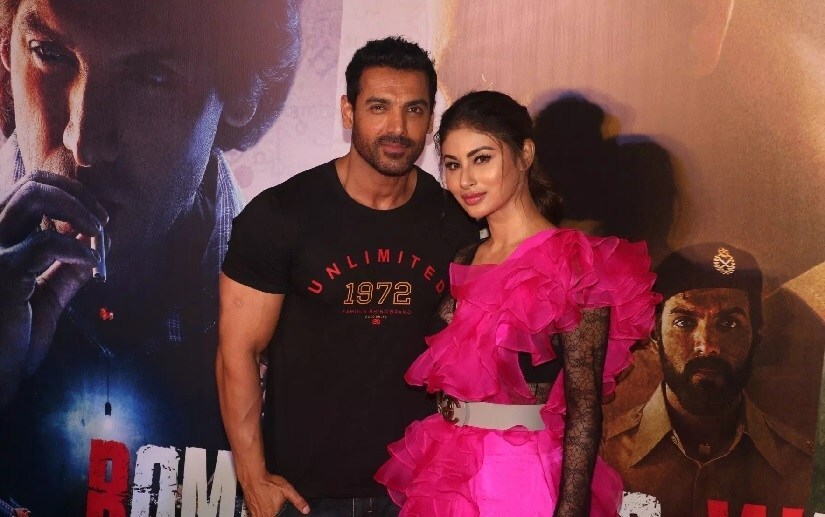 John Abraham with Mouni Roy during RAW promotions. Image via Twitter