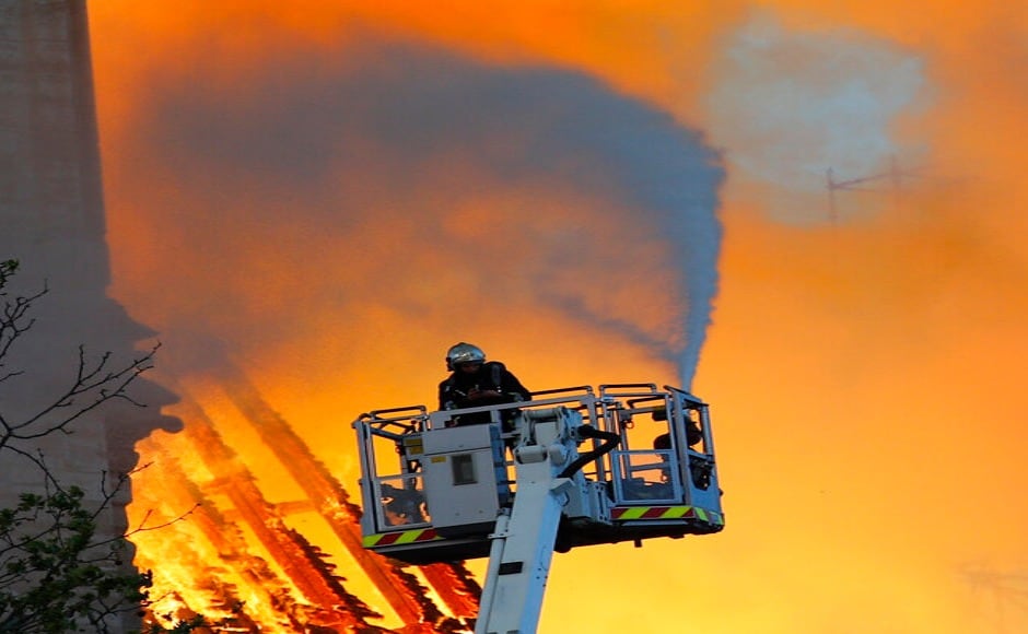 Firefighters battled smoke and falling drops of molten lead as they tried to rescue some of Notre-Dame’s treasures. One firefighter was seriously injured in the process — the only reported casualty. AP Firefighters battled smoke and falling drops of molten lead as they tried to rescue some of Notre-Dame’s treasures. One firefighter was seriously injured in the process — the only reported casualty. AP