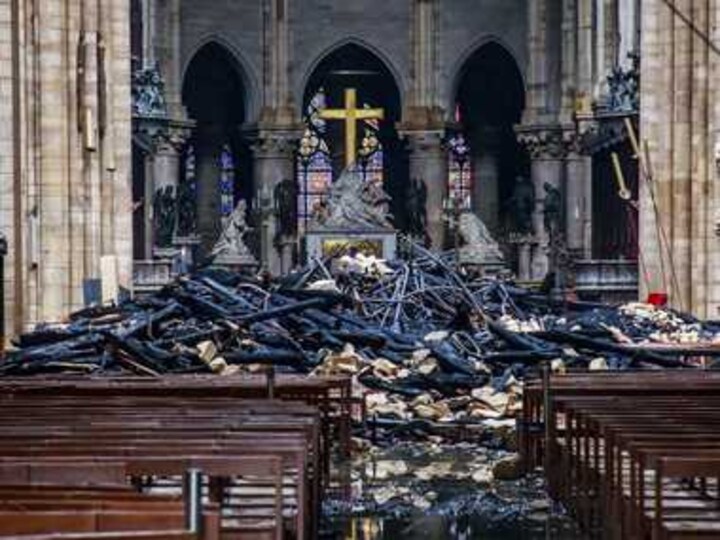 'Like a bombing': Daylight reveals extent of Notre-Dame damage as blaze leaves behind piles of rubble, charred debris