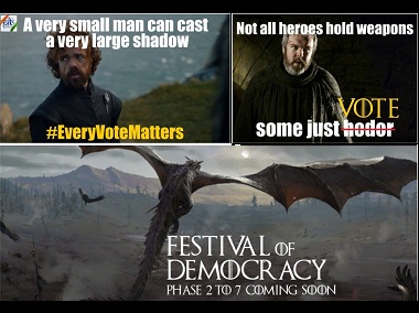 Congress, EC and PIB make Game of Thrones references to encourage voting in Lok Sabha polls Congress, EC and PIB make Game of Thrones references to encourage voting in Lok Sabha polls