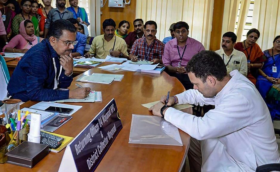 Congress president Rahul Gandhi filed his nomination from Wayanad in Kerala on Thursday. He is fighting the Lok Sabha polls from a second seat besides the party bastion Amethi. PTI Congress president Rahul Gandhi filed his nomination from Wayanad in Kerala on Thursday. He is fighting the Lok Sabha polls from a second seat besides the party bastion Amethi. PTI