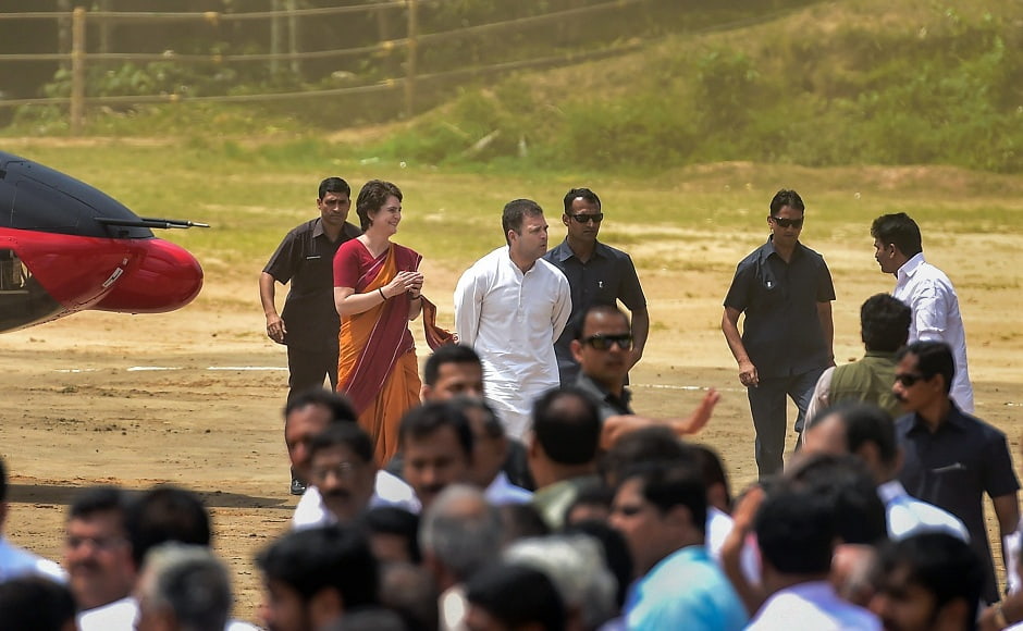 Congress president Rahul Gandhi was accompanied by his sister Priyanka Gandhi Vadra and senior Congress leaders including KC Venugopal and Mukul Wasnik. PTI Congress president Rahul Gandhi was accompanied by his sister Priyanka Gandhi Vadra and senior Congress leaders including KC Venugopal and Mukul Wasnik. PTI
