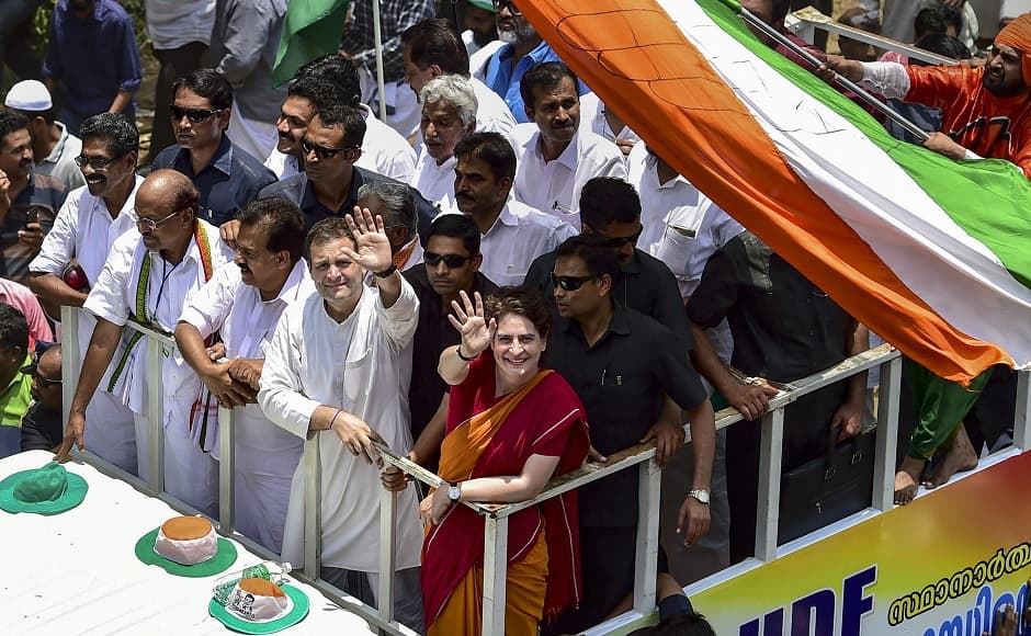 After filing his nomination papers, Rahul, Priyanka and leaders from Congress-led UDF undertook a road show where thousands of party workers gathered in Kalpetta and its suburbs to catch a glimpse of him. Priyanka tweeted that her brother was the ‘most courageous man’ and asked Wayanad to ‘take care of him’ because ‘he will not let them down’. PTI After filing his nomination papers, Rahul, Priyanka and leaders from Congress-led UDF undertook a road show where thousands of party workers gathered in Kalpetta and its suburbs to catch a glimpse of him. Priyanka tweeted that her brother was the ‘most courageous man’ and asked Wayanad to ‘take care of him’ because ‘he will not let them down’. PTI