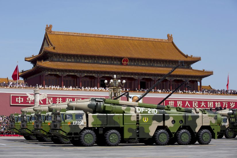 Chinese military vehicles carrying DF-21D anti-ship ballistic missiles travel past Tiananmen Gate during a military parade to commemorate the 70th anniversary of the end of World War II in Beijing on 3 September, 2015. Reuters