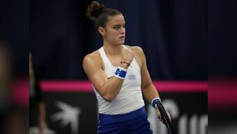 Rabat Grand Prix: Greece's Maria Sakkari rallies from a set down against Johanna Konta to lift first WTA title