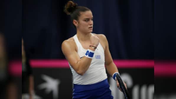Rabat Grand Prix: Greece's Maria Sakkari rallies from a set down against Johanna Konta to lift first WTA title