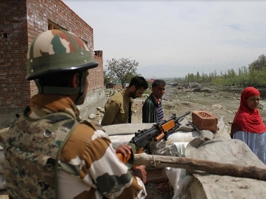Tight security at a polling station in Kashmir. Firstpost/Nisar-ul-Haq
