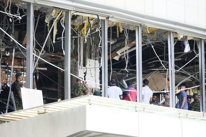 Shattered glass panels at Shangri-La Hotel. A Gamage/101Reporters
