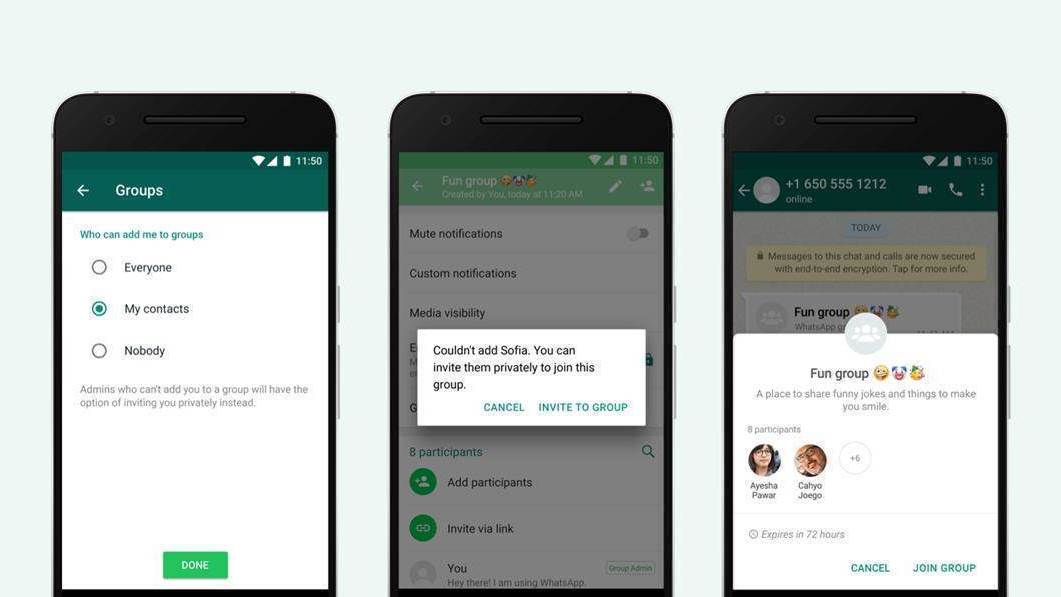 WhatsApp Group privacy.