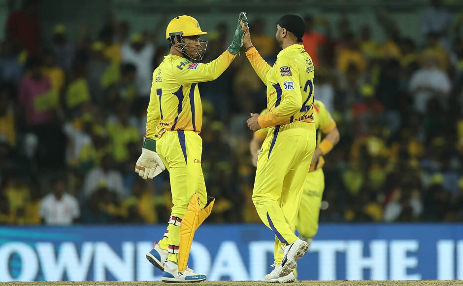 Harbahajan Singh (right) shone for CSK, picking up 2 wickets while giving away just 15 runs in his spell of 4 overs. His brilliant spell of bowling helped CSK restrict KKR to 108/9 in 20 overs. Harbahajan Singh (right) shone for CSK, picking up 2 wickets while giving away just 15 runs in his spell of 4 overs. His brilliant spell of bowling helped CSK restrict KKR to 108/9 in 20 overs.