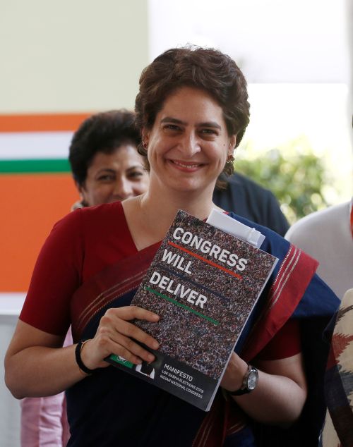 Priyanka Gandhi Vadra at the launch Congress election manifesto for the April/May general election in New Delhi. Reuters