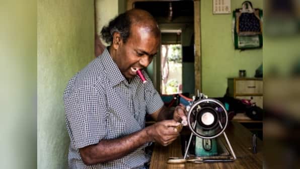 Threading the needle: How a differently abled Dalit man from Belgaum mastered stitching, creating art from scrap
